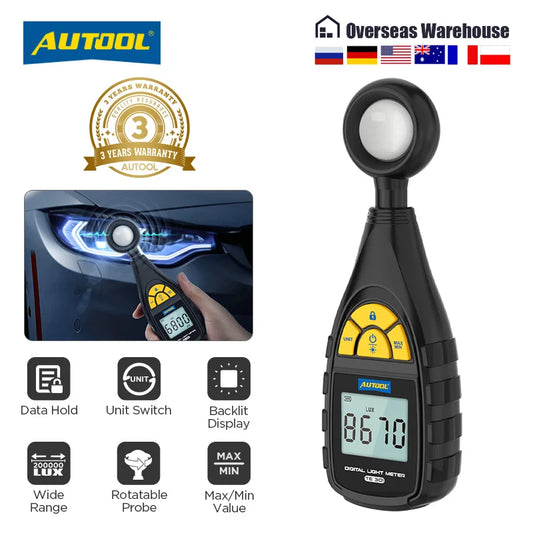 AUTOOL TE301 Digital Mini Light Meter Digital Professional Luxometer 200000Lux 20000FC Illuminometer Photometer Light Lux Meter