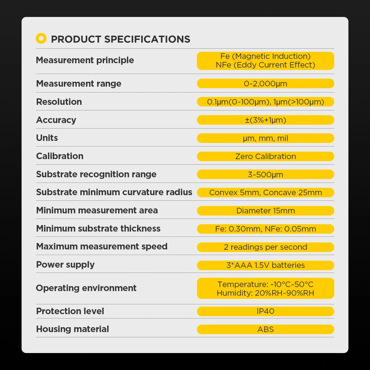 AUTOOL TG501 LCD Coating Thickness Gauge Paint Thickness Gauge Meter Car Paint Depth Gauge Tester Coating Film for Automobile