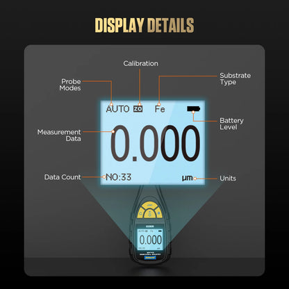 AUTOOL TG501 LCD Coating Thickness Gauge Paint Thickness Gauge Meter Car Paint Depth Gauge Tester Coating Film for Automobile