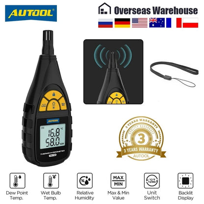 AUTOOL TM101 Digital Temperature Humidity Meter for Laboratory Thermo-Hygrometer Farm Plastic Shed Winery Ambient Moisture Meter