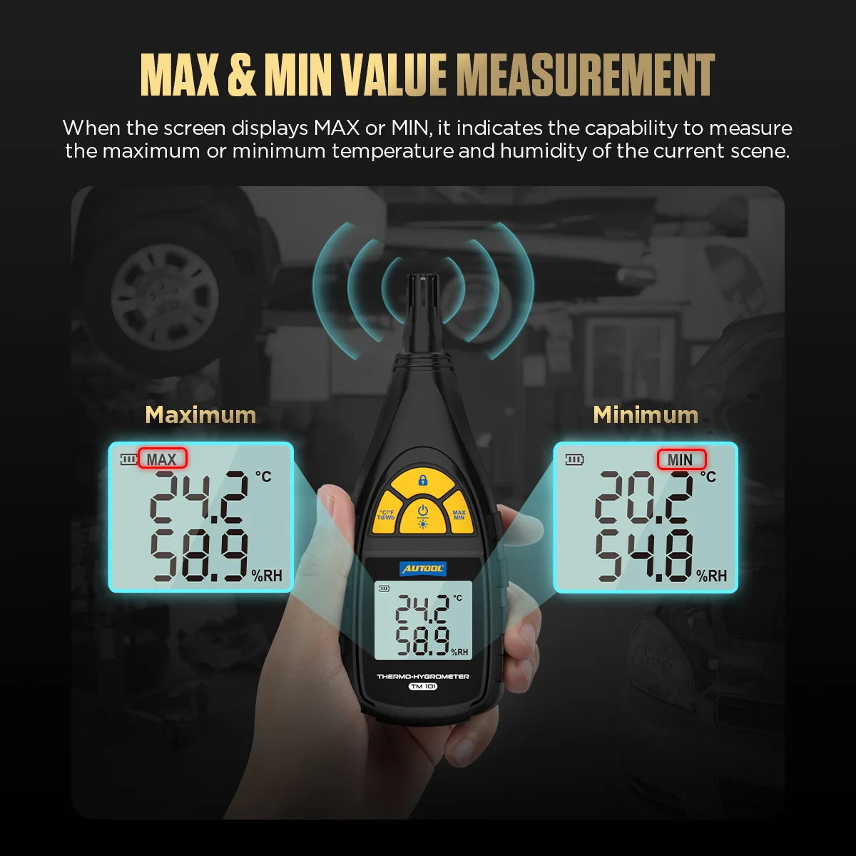 AUTOOL TM101 Digital Temperature Humidity Meter for Laboratory Thermo-Hygrometer Farm Plastic Shed Winery Ambient Moisture Meter