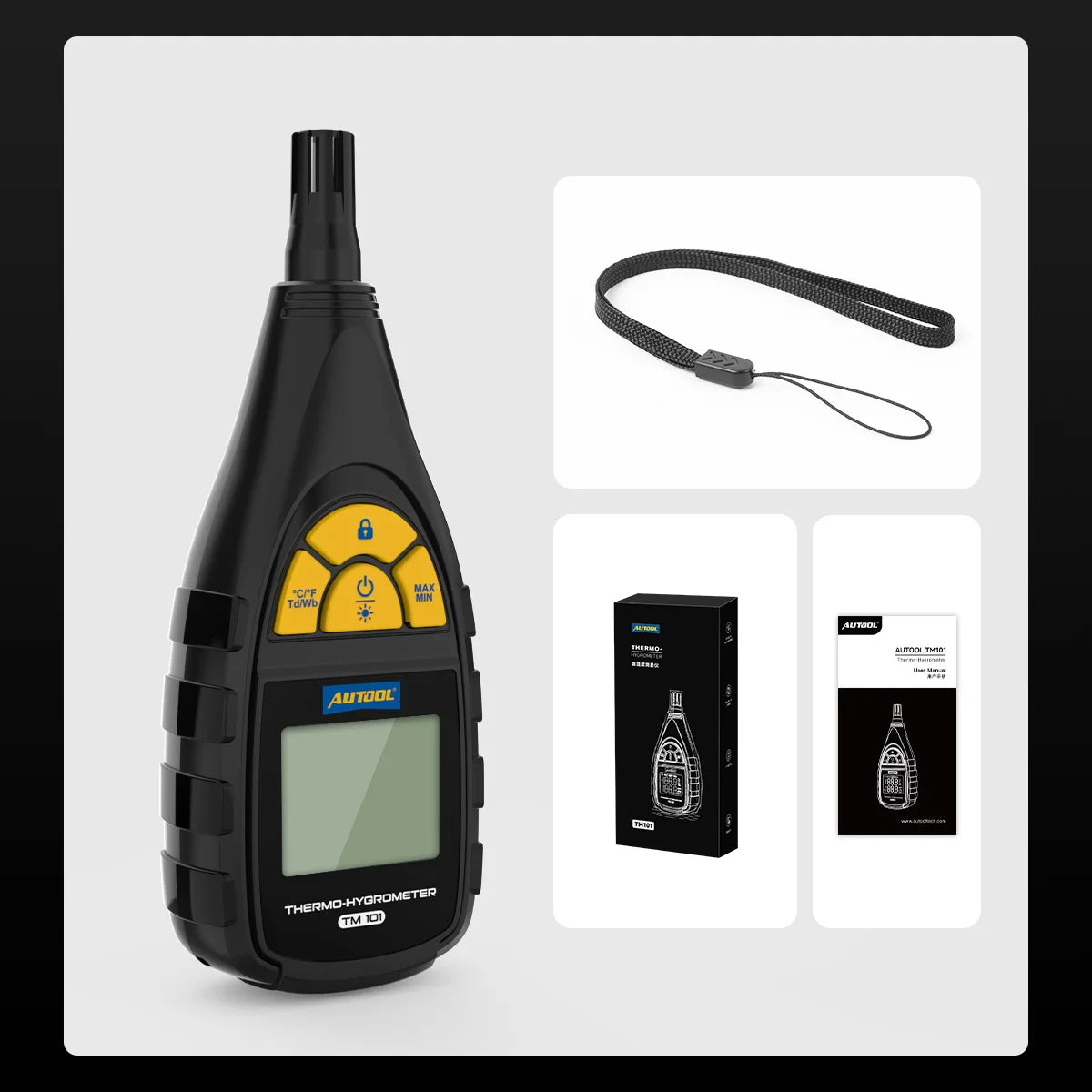 AUTOOL TM101 Digital Temperature Humidity Meter for Laboratory Thermo-Hygrometer Farm Plastic Shed Winery Ambient Moisture Meter