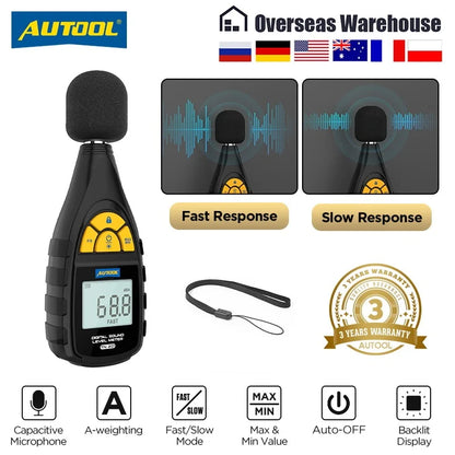 AUTOOL TN201 Digital Sound Level Meter Audio Meter Sonometro Sound Meter Decibelimetro 30-130dB Decibel Meter Mini Noise Meter