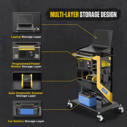 AUTOOL Tier Rolling Tool Cart 661 LBS Tiered Storage Capacity Heavy Duty Utility Mechanic Cart Tool for Programming Power