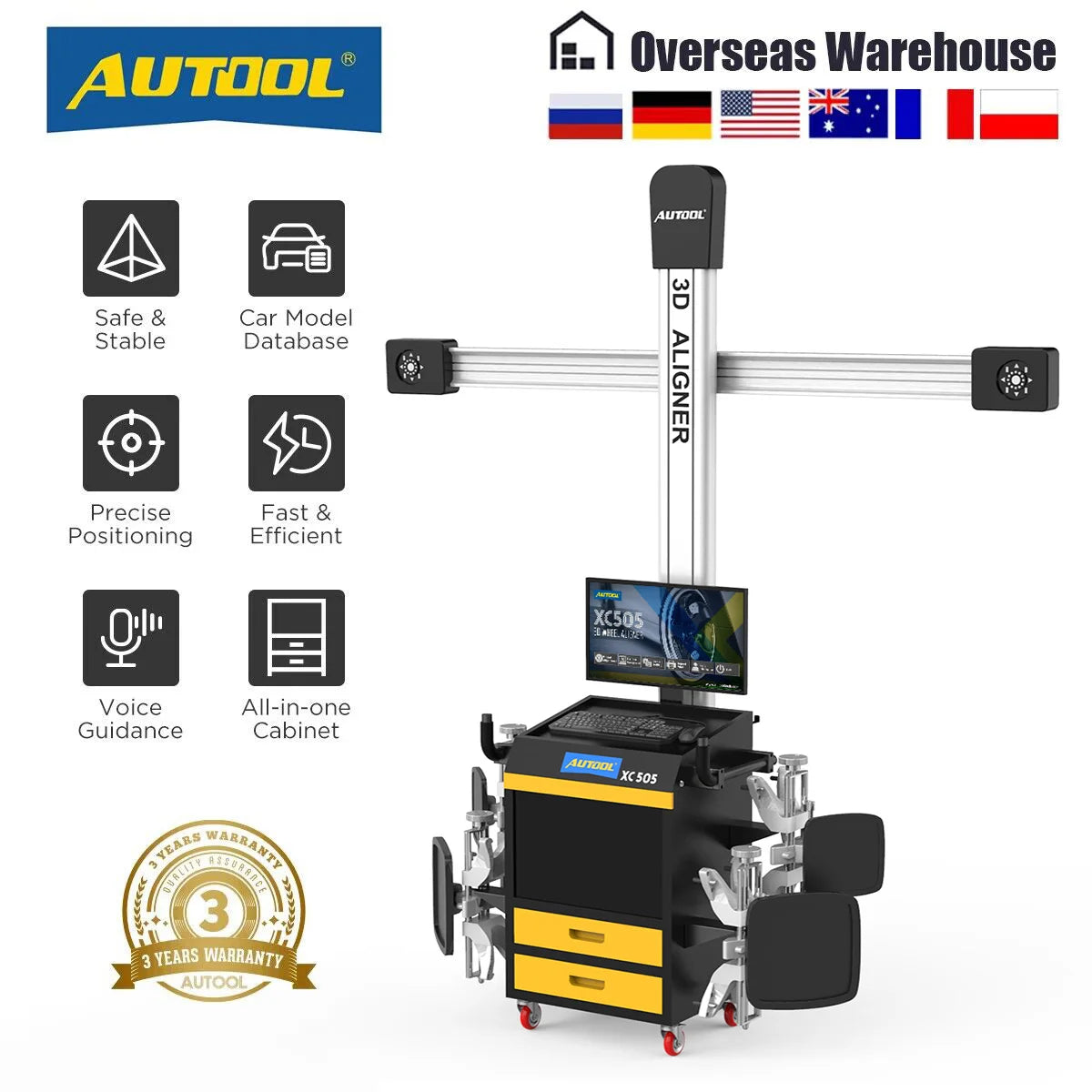 AUTOOL XC505 3D Wheel Alignment Machine Tire Aligner System Automatic ...