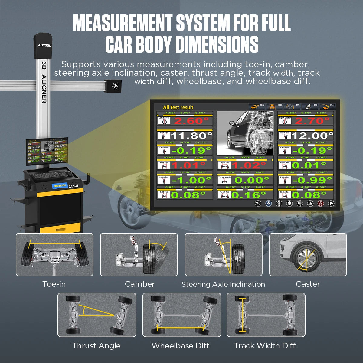 AUTOOL XC505 3D Wheel Alignment Machine Tire Aligner System Automatic ...