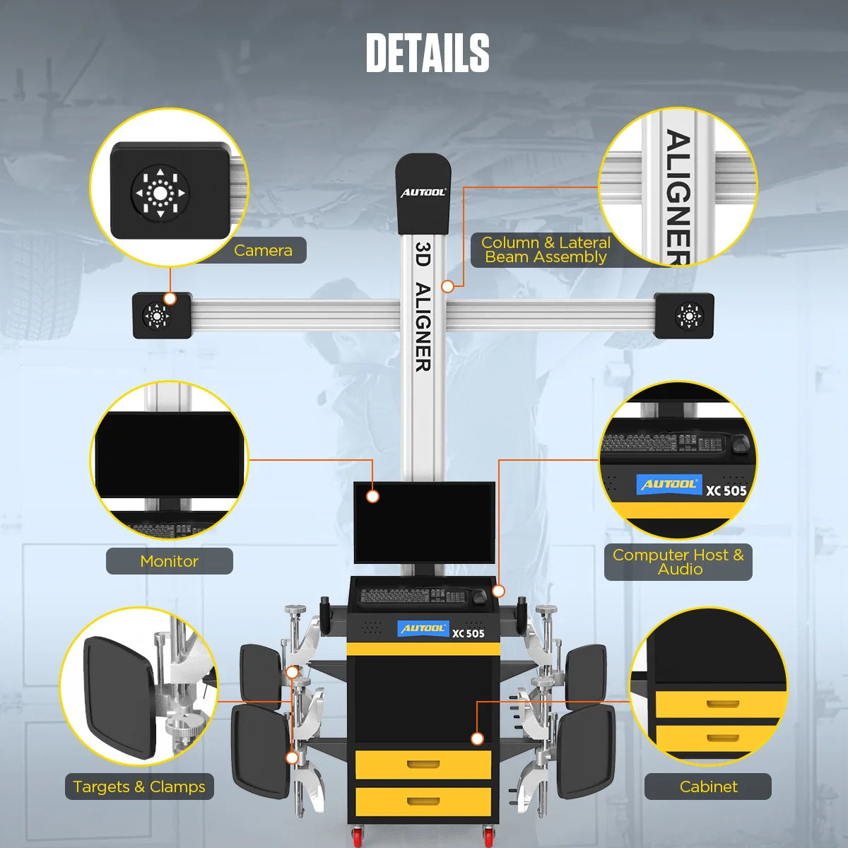 AUTOOL XC505 3D Wheel Alignment Machine Tire Aligner System Automatic ...