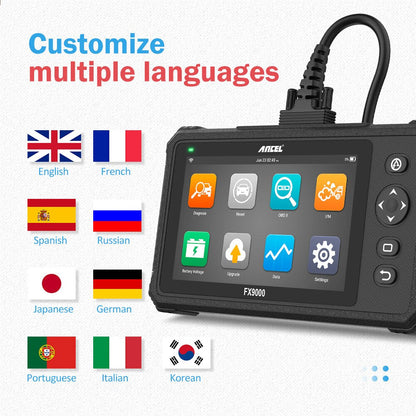 Ancel FX9000 OBD2 Car Diagnostic Scanner Professional OBD2 Scanner Airbag SAS TPMS EPB IMMO Reset Auto Code Reader Scanner