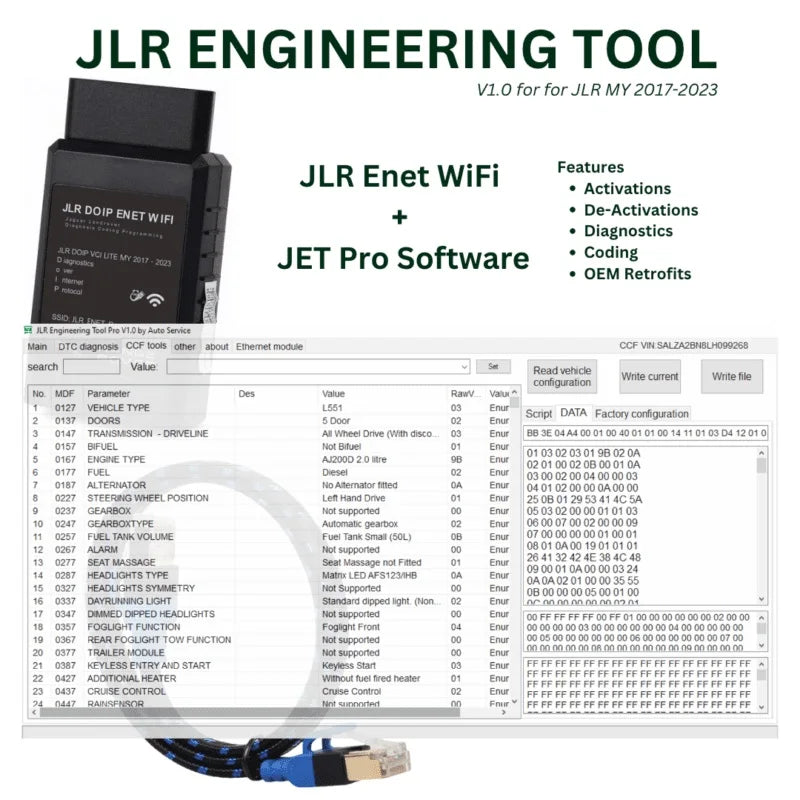 JLR DoIP ENET WiFi Adapter + JLR Engineering Tool Pro