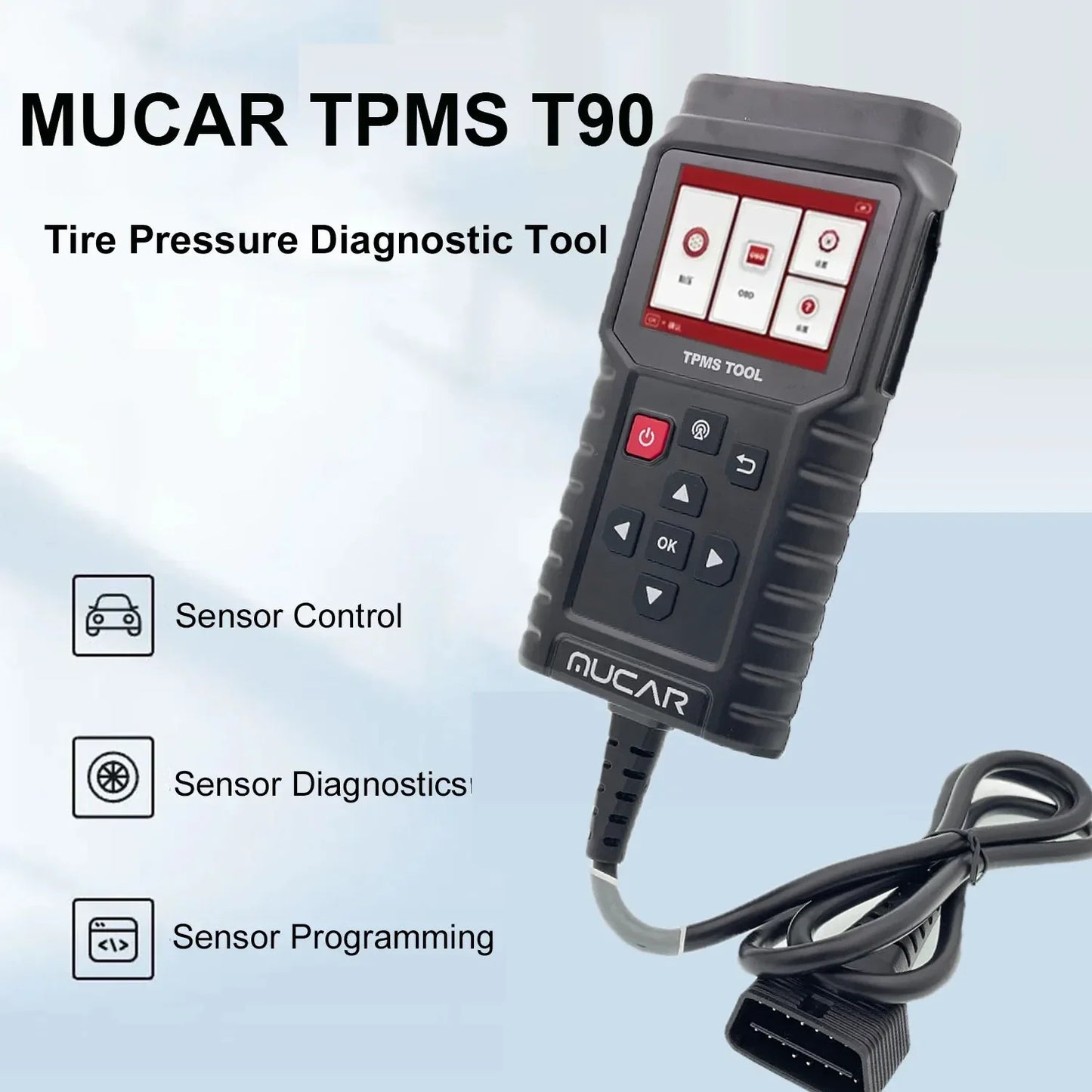 MUCAR TP T90 TPMS Upgrade of THINKCAR T90 Programmer Car Tire Pressure Diagnosis Tool 315M/433MHz 2in1 TPMS Sensor Service Tool