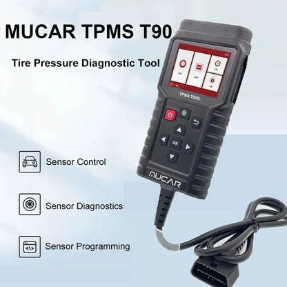 MUCAR TP T90 TPMS Upgrade of THINKCAR T90 Programmer Car Tire Pressure Diagnosis Tool 315M/433MHz 2in1 TPMS Sensor Service Tool