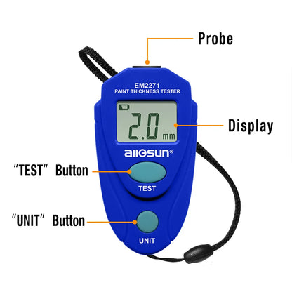 EM2271 Automotive Digital Display Coating Paint Film Thickness Gauge Iron-based Magnetic Plating Paint Thickness Gauge