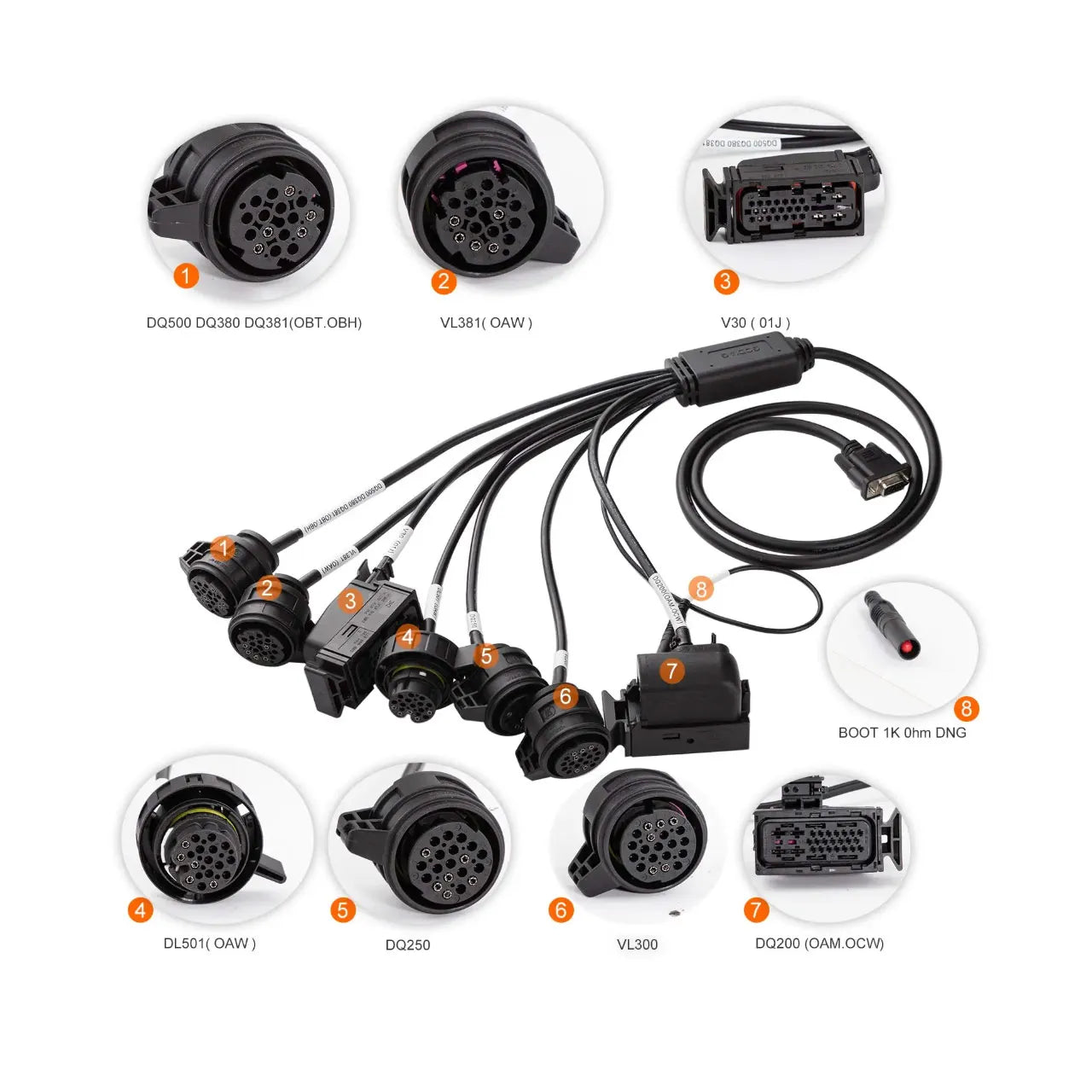 GODIAG GT107+ Gearbox Cable 7-in-1 Set Cable for V30/ DQ200/ DL501/ VL300/ VL381/ DQ500/ DQ250