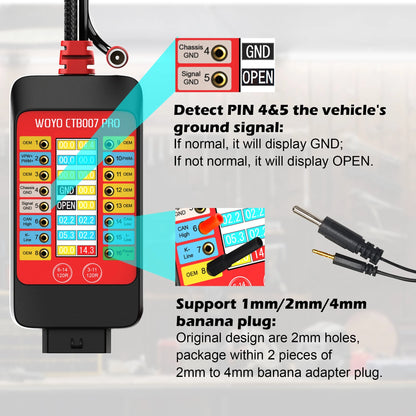 WOYO CTB007 PRO OBD2 Breakout Box with LCD Display 16PINs Vrms, ECU Testing on Bench with Built-in 120ohm Resistor, Diagnostic Tool
