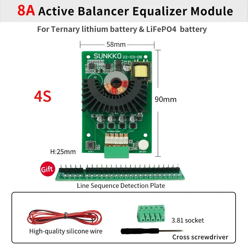 SUNKKO Active Equalizer Battery Equalizer 4 string battery packs 8A Active Balancer