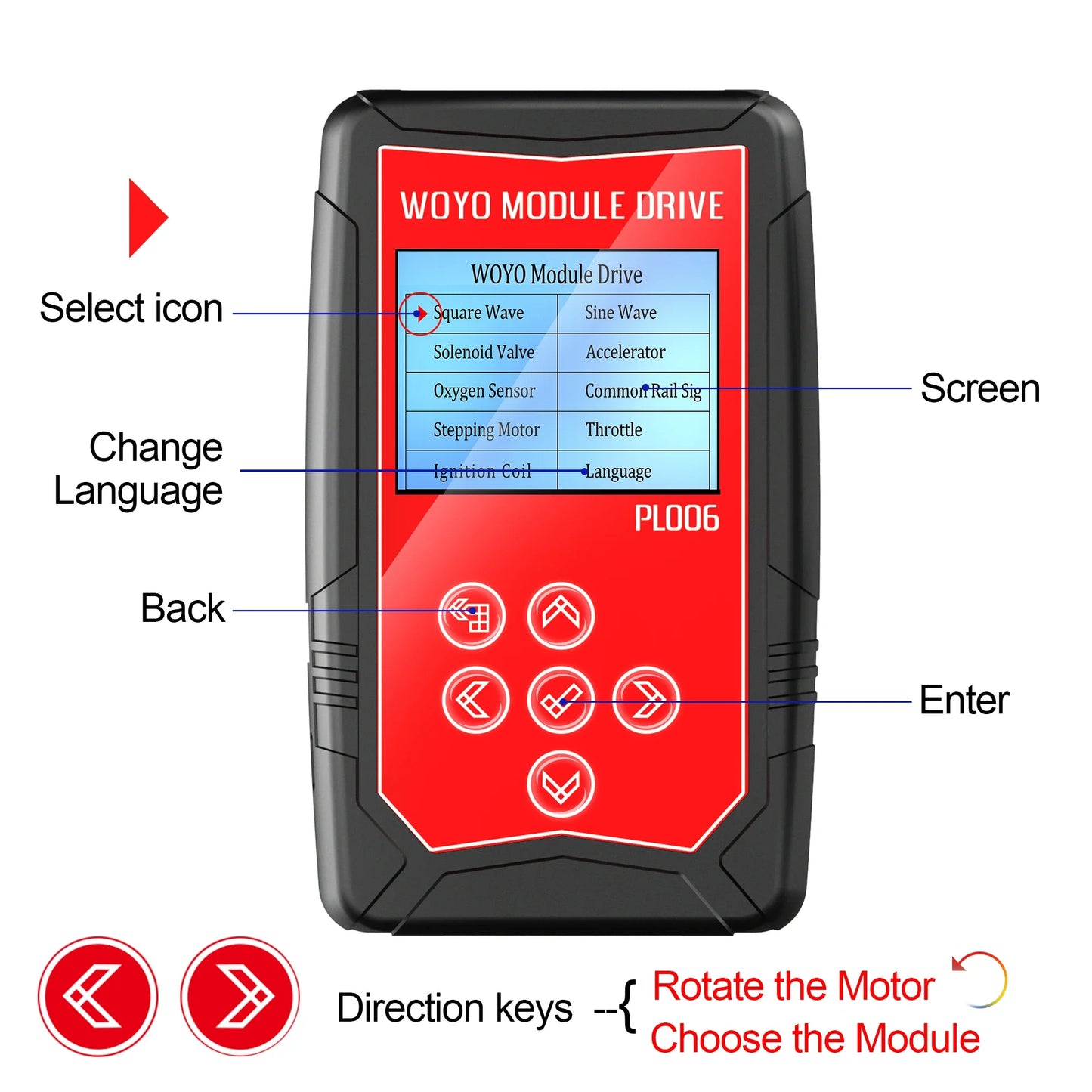 WOYO PL006 New Automobile Ignition Coil Test Injector Solenoid Valve Stepper Motor Tester Fault Detect Drive Simulator