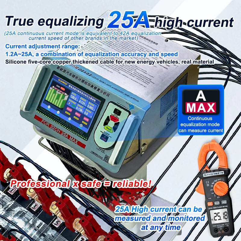 SUNKKO D2524 D2532 25A New Energy Vehicle Lithium Battery Module Equalizer For New Energy Vehicle And Battery Analyzer