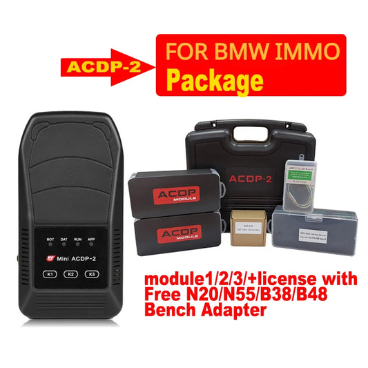 Yanhua Mini ACDP-2 IMMO Package for BMW CAS1 CAS4 FEM BDC Add Key ISN Read Write Module1/2/3 with B48/N20/N55/B38 Bench Board
