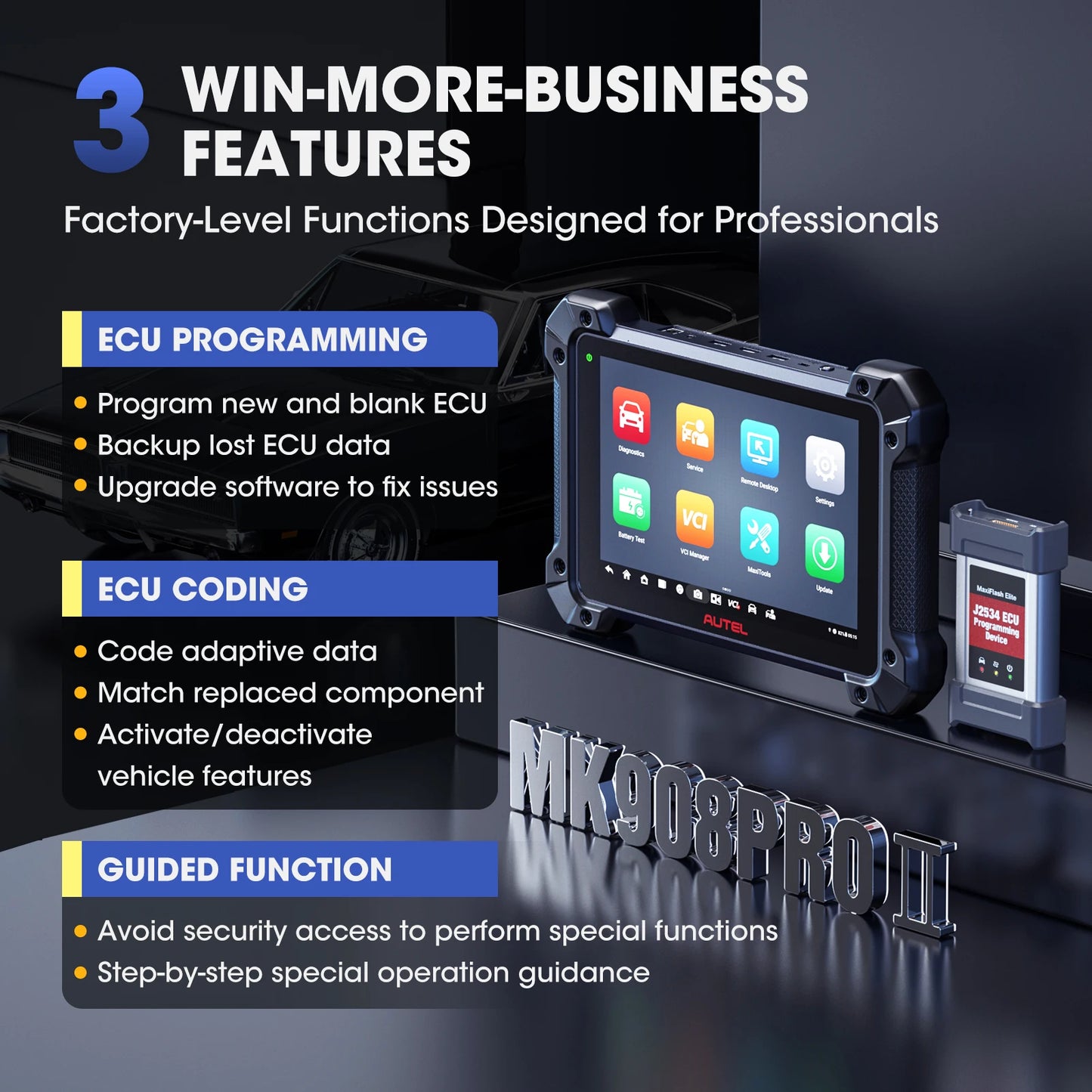Autel MK908PRO II MK908 PRO 2 Automotive OBD2 Scanner J2534 ECU Programming Tools PK MK908S PRO