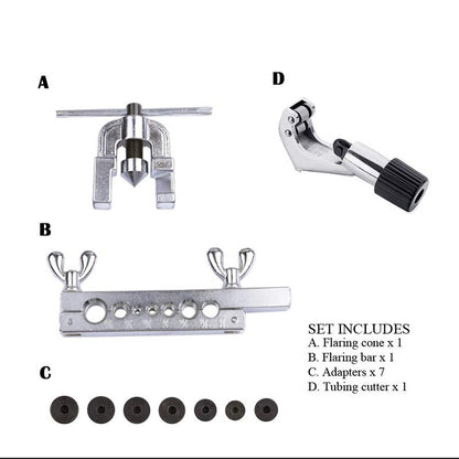 VT04051 Double Brake Pipe Flaring Tool Kit Double Flaring Tool Kit  3/16"-5/8" 7 Dies Automotive