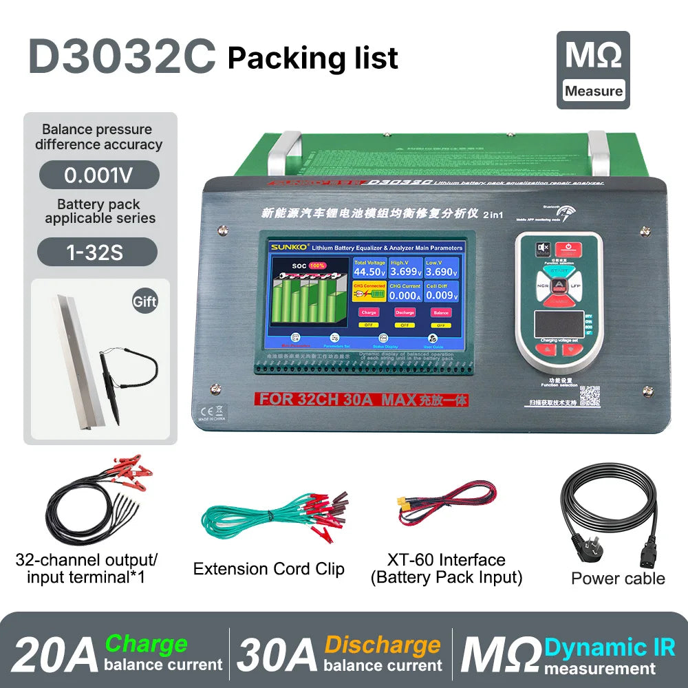 SUNKKO D3032C D3032C+R Adjustable 30A Discharge New Energy Venicle Lithium Battery Pack Balancer 20A Charge Capacity Voltage Equalizer