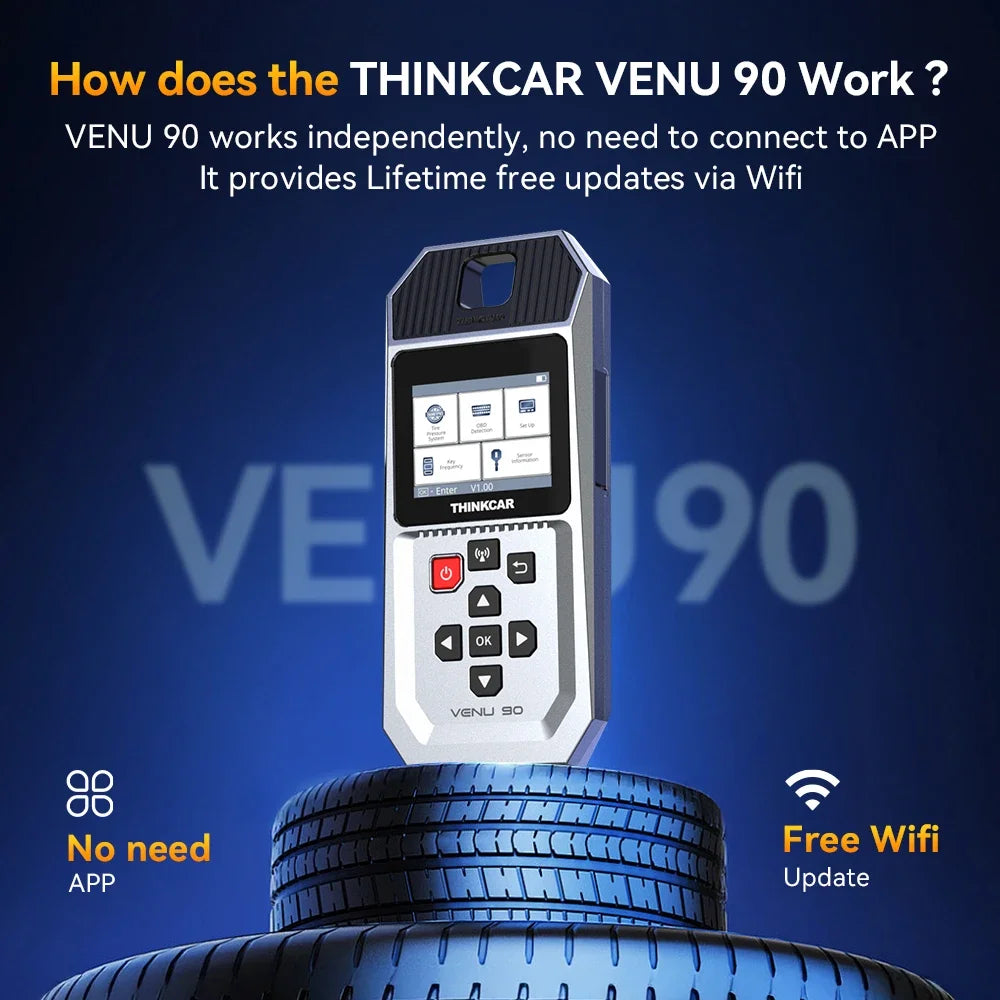 THINKCAR VENU 90 Car Tire Pressure Monitor WIFI Programming Diagnostic Tool Activate All Sensor Work On 315 433MHz DTCs
