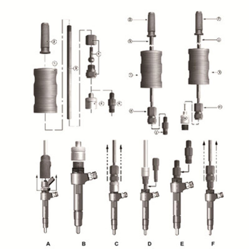 40pcs Universal Diesel Injector Extractor Remover Slide Hammer Puller Common Rail for Stubborn Bo-sch Denso Siemens Delphi