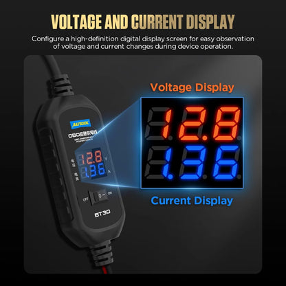 AUTOOL BT30 Car OBD ECU Connector Emergency Power Supply Cable Battery Cable Saver Emergency Electrical Plug Car ECU Memory Save