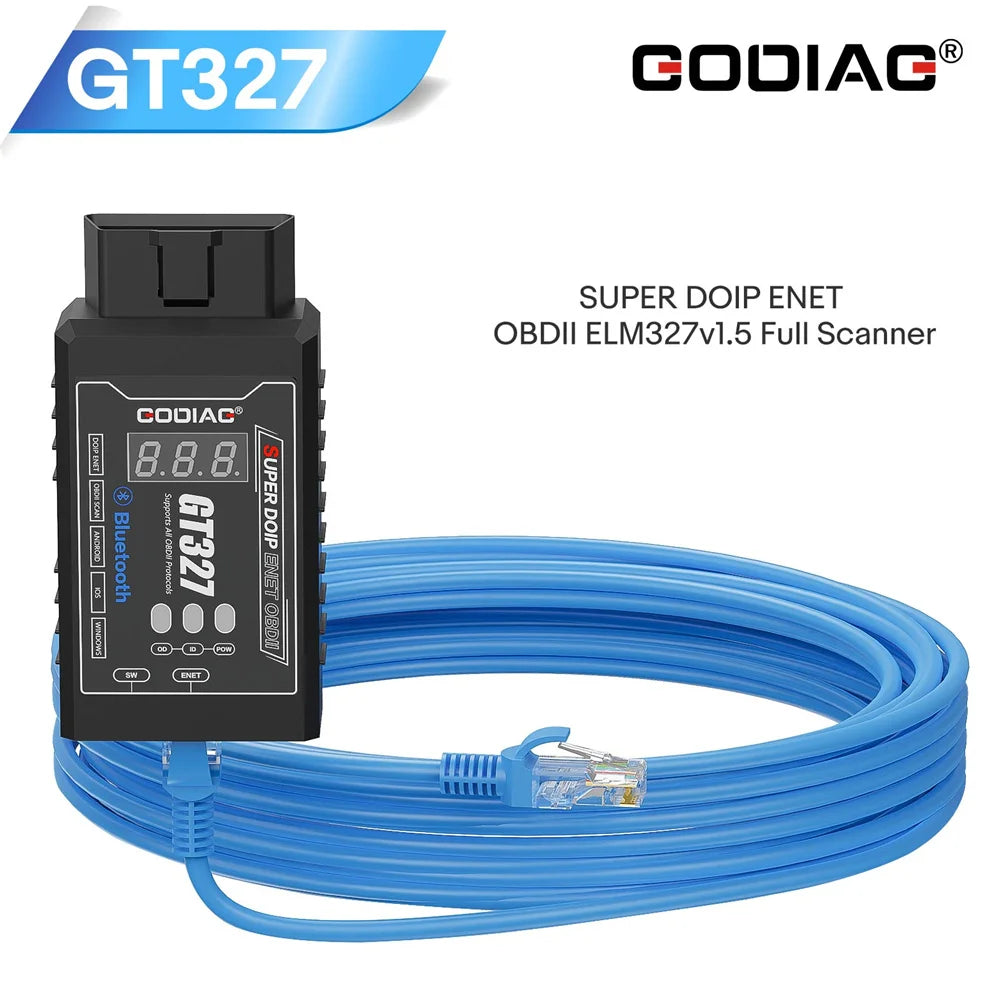 GODIAG GT327 SUPER DOIP ENET OBDII ELM327 v1.5 Full Scanner for iOS/Android/Windows Support Bluetooth Display Voltage