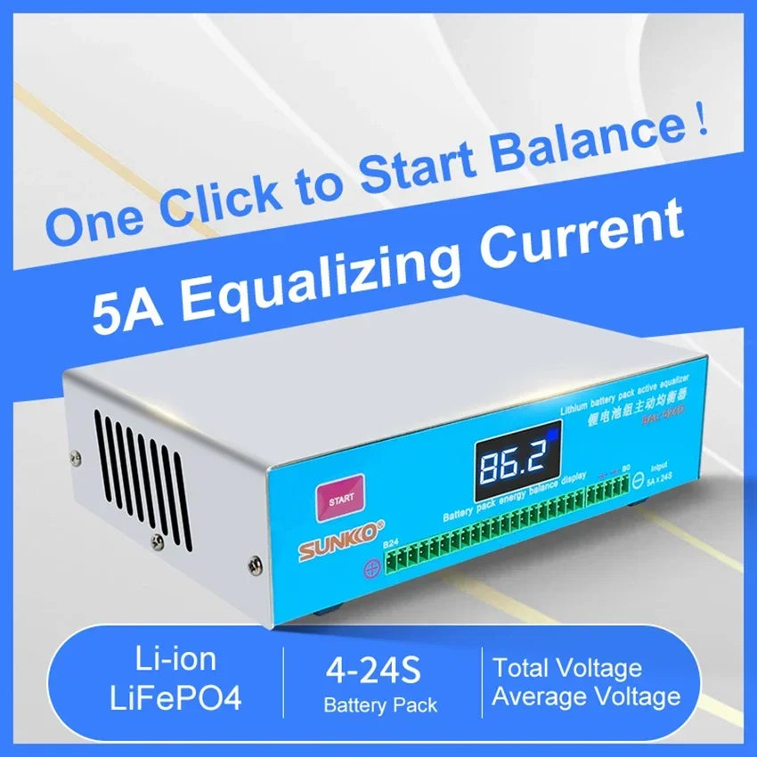 SUNKKO 524D Lithium Battery Pack 5A High Current Active Equalizer Battery Repair Capacity Differential Pressure Balance Voltage