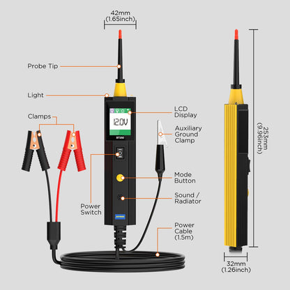 AUTOOL BT250 Circuit Tester Powerscan 6-30V Automative Power Probe Kit LED Display Voltage Polarity Locator Diagnostic Tool