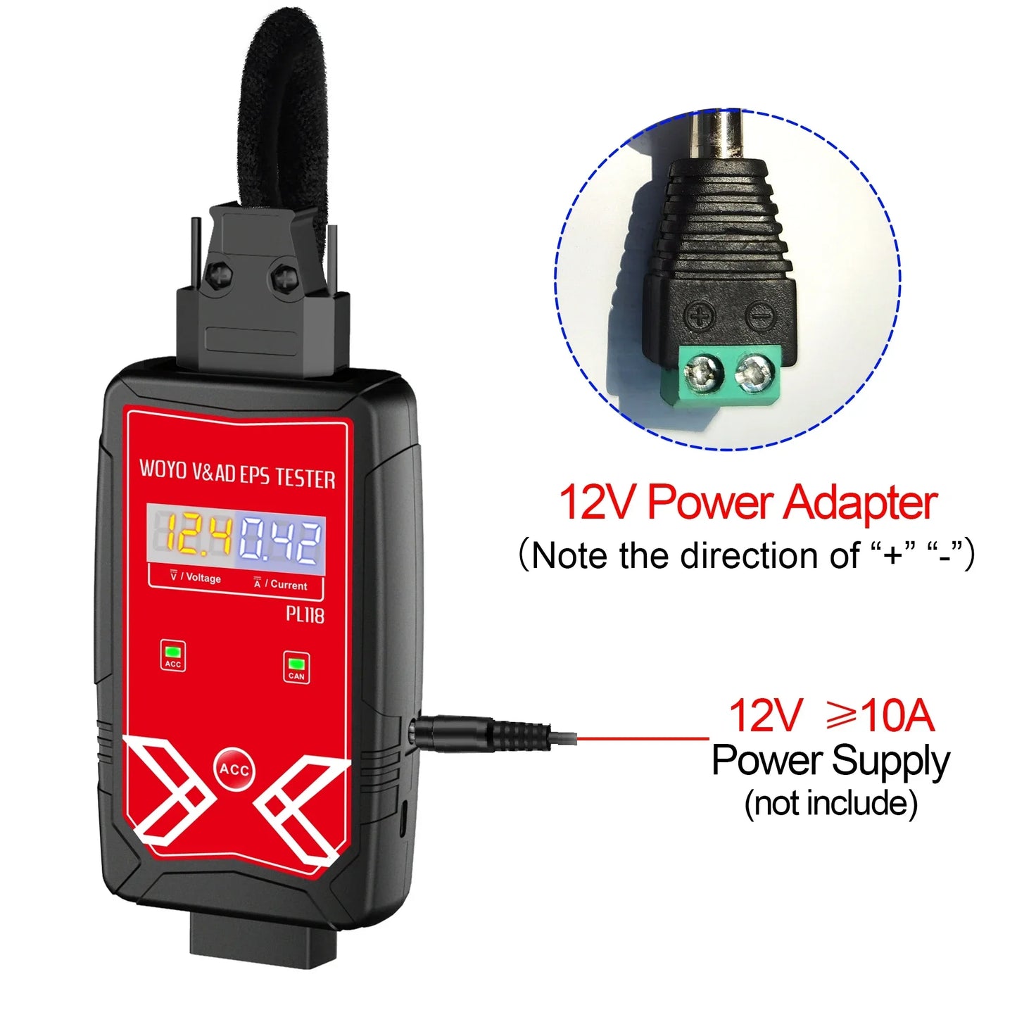 WOYO PL118 For VW & Audi EPS Tester, For Volkswagen ID 3/4/5/6/Golf Electrical Steering Wheel Motor Detector
