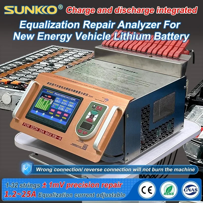 SUNKKO D2534C D2532C Adjustable 25A Discharge New Energy Venicle Lithium Battery Pack Balancer 20A Charge Capacity Voltage Equalizer For Car Repaired