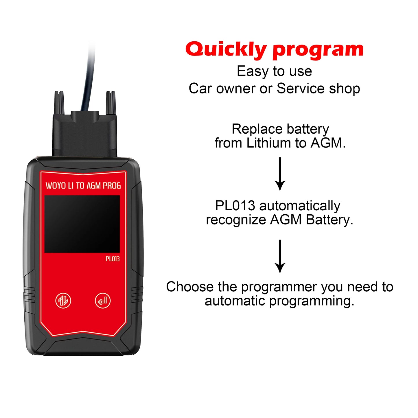 WOYO PL013 PRO Replace Lithium to AGM Battery Modify Programmer For Porsche Cayenne Professional Battery Flash Programming Tool