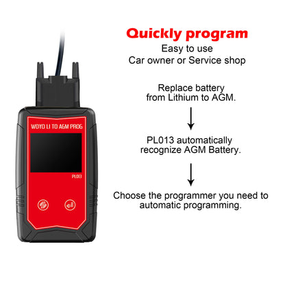 WOYO PL013 PRO Replace Lithium to AGM Battery Modify Programmer For Porsche Cayenne Professional Battery Flash Programming Tool