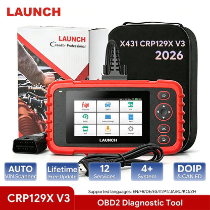 LAUNCH X431 CRP129X V3 Car OBD2 Scanner Engine Battery Test Read Clear Codes Real-Time Data Professional OBDII Diagnostic Tools