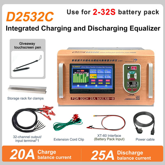 SUNKKO D2534C D2532C Adjustable 25A Discharge New Energy Venicle Lithium Battery Pack Balancer 20A Charge Capacity Voltage Equalizer For Car Repaired