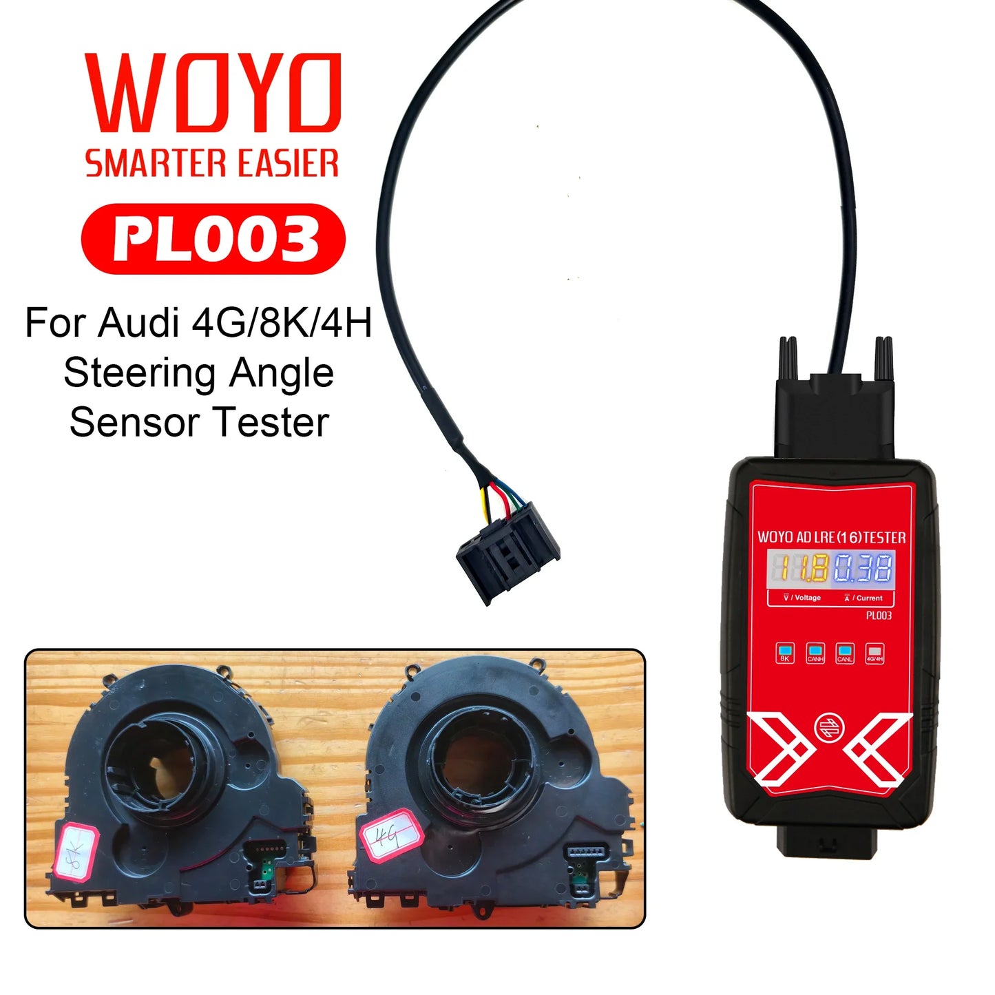 WOYO PL003 For AUDI LRE 16 4G/8K/4H Steering Angle Sensor Tester, Coil Spring With Electronics Detector on Bench Auto Diagnostic