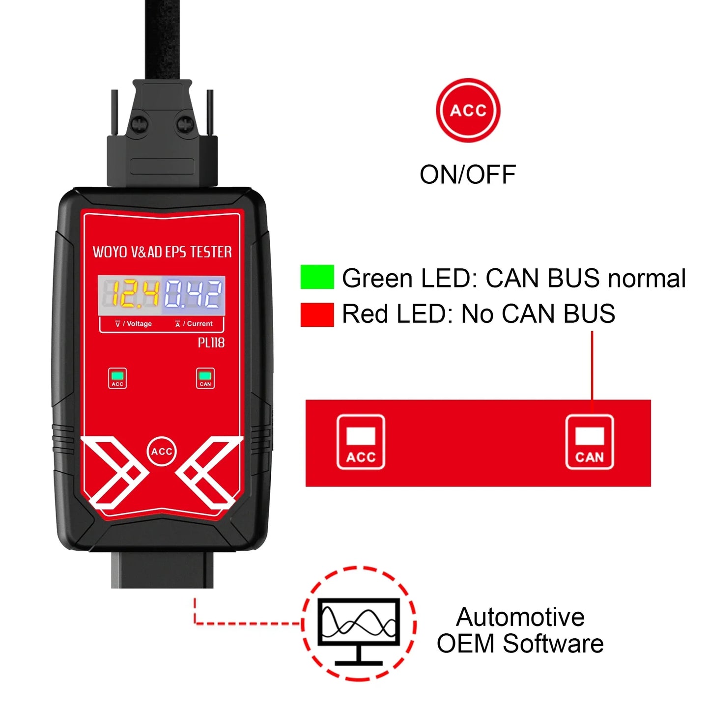 WOYO PL118 For VW & Audi EPS Tester, For Volkswagen ID 3/4/5/6/Golf Electrical Steering Wheel Motor Detector