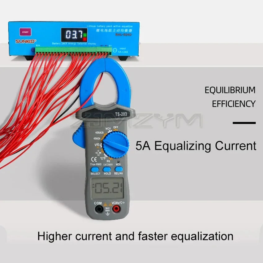 SUNKKO 524D Lithium Battery Pack 5A High Current Active Equalizer Battery Repair Capacity Differential Pressure Balance Voltage