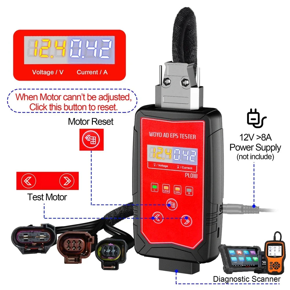 WOYO PL018 For Audi A4 A5 A6 Q5 Q7 Wheel Steering Motor EPS Tester For BMW Electric Power Steering Vehicle Diagnostic tool