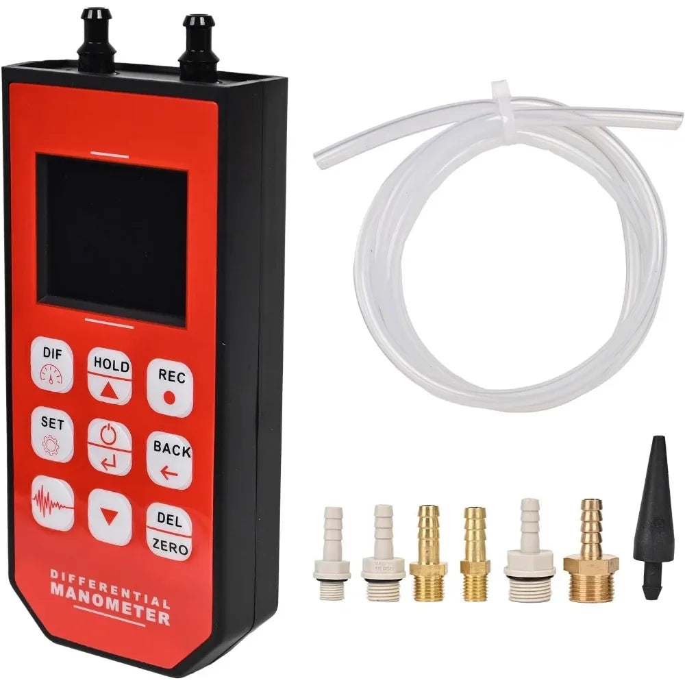 Digital Manometer Dual Port HVAC Gas Pressure Tester Differential Pressure Gauge 12 Units Large TFT Backlight Display
