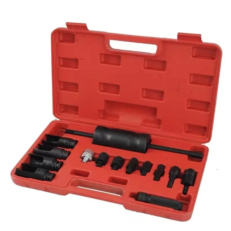14 pcs Auto Diesel Engine Fuel Common Rail Adaptor Injector Puller Vehicle Extractor Injector Extractor Tools With Slide Hammer