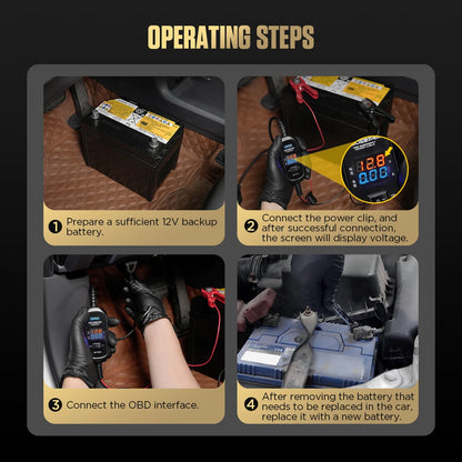 AUTOOL BT30 Car OBD ECU Connector Emergency Power Supply Cable Battery Cable Saver Emergency Electrical Plug Car ECU Memory Save