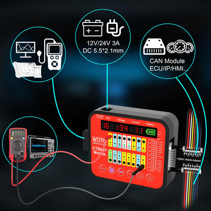 WOYO CTB007 Mobile Support Rechargerable Battery ECU Testing Tool With 2pcs Built-in 120 ohm Resistor, Provide ACC Power