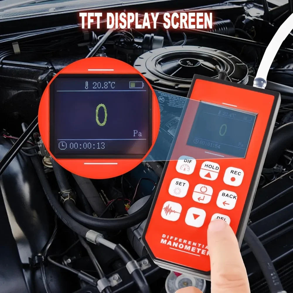 Digital Manometer Dual Port HVAC Gas Pressure Tester Differential Pressure Gauge 12 Units Large TFT Backlight Display
