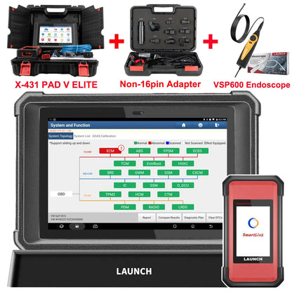LAUNCH X431 PAD V Elite 10inch CAR Diagnostic tools J2534 Online programming DOIP CAN FD ADAS Smartlink C SCN Coding for Benz