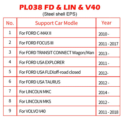 WOYO PL038 For Ford Focus, Kuga, Explorer, Lincoln, Volvo V40 Iron Shell  Electric Power Steering Wheel Motor EPS Tester