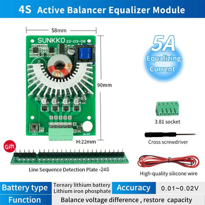 For SUNKKO Active Equalizer Battery Equalizer 4 string battery packs 5A Active Balancer