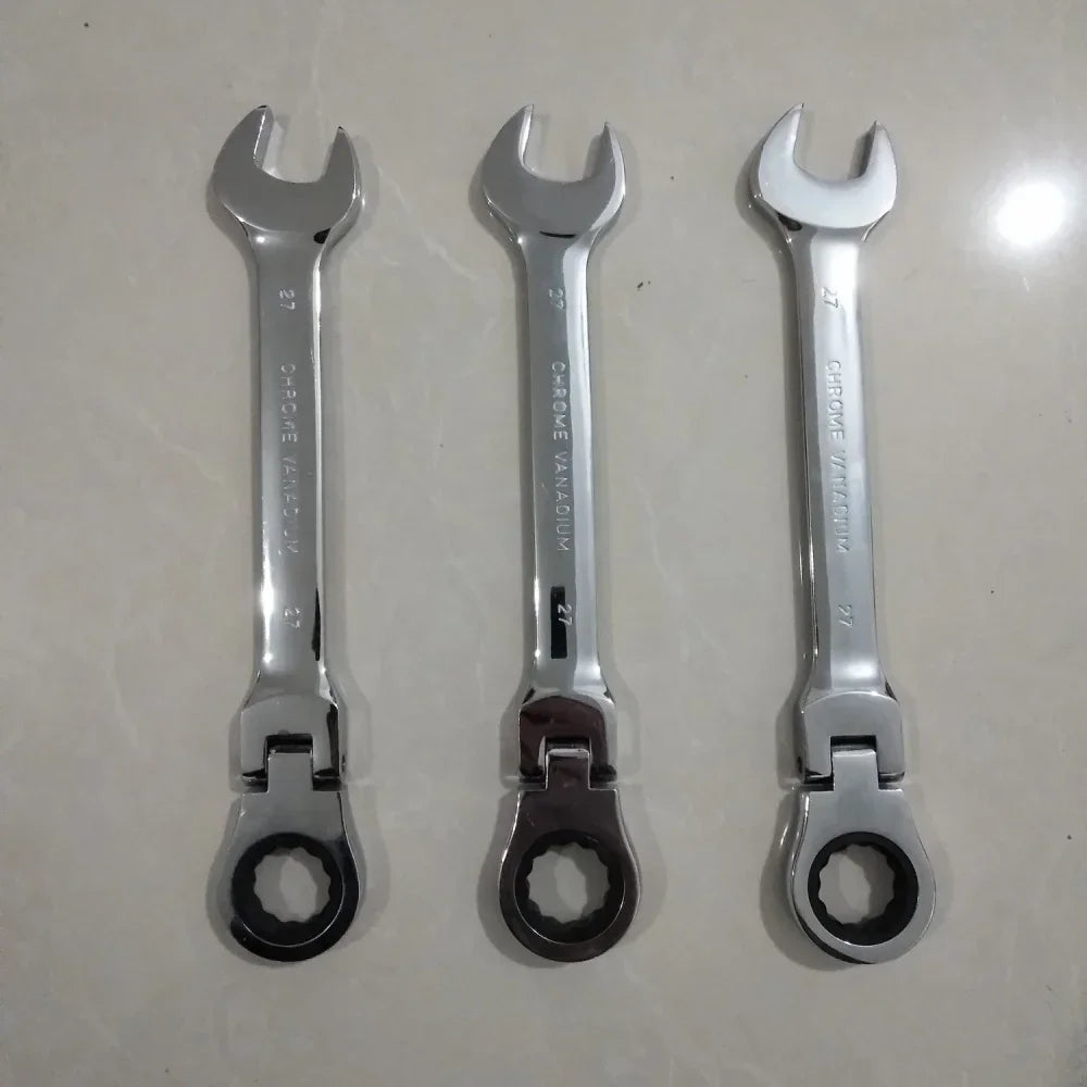 27mm High Quality Flexible Head Ratchet Wrench of Keys Spanner Set Hand Tool 72-Tooth Ratcheting Flexible Head Mirror Finish